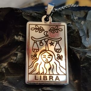 LIBRA Zodiac Tarot Card Stainless Steel pendant necklace